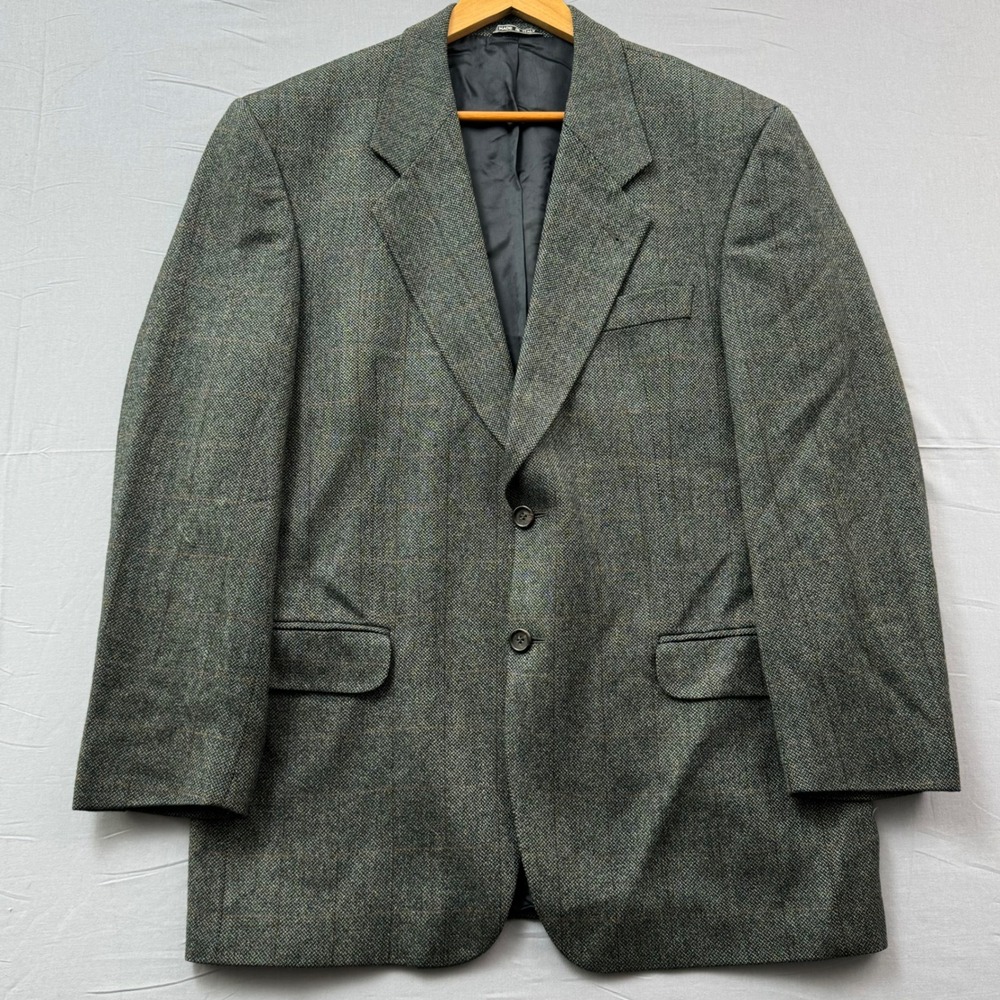 Today's Man Italian Wool Blazer Mens 41R Plaid Sport Coat 2-Button